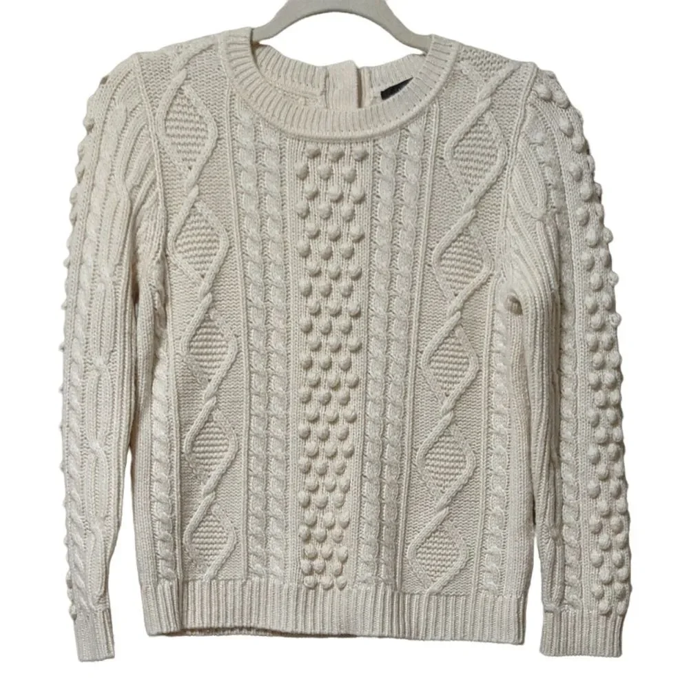 J. Crew button back cable knit crew neck sweater size XS